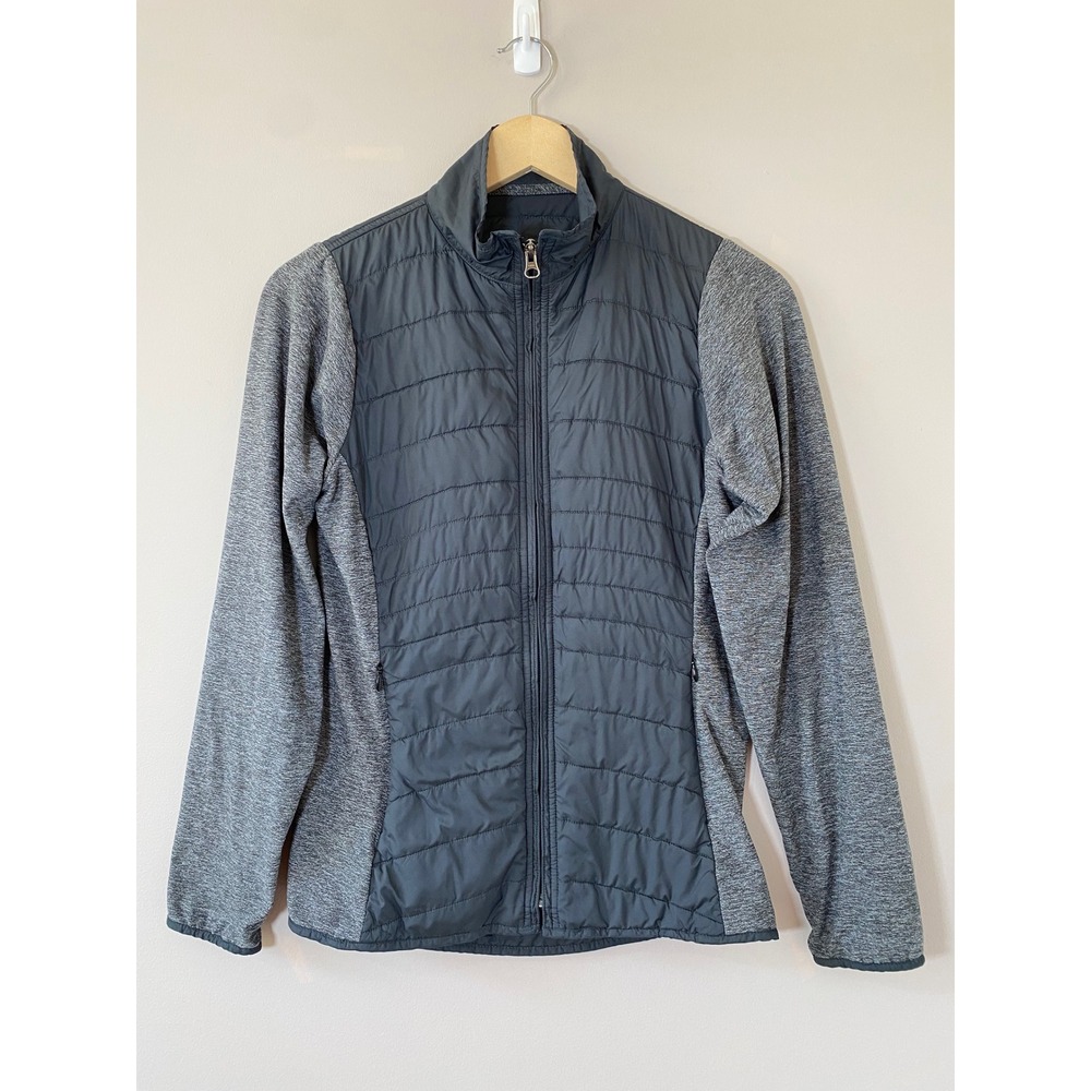 Peter Millar Womens Hybrid Quilted Knit Full Zip Jacket Gray Small Sport Golf